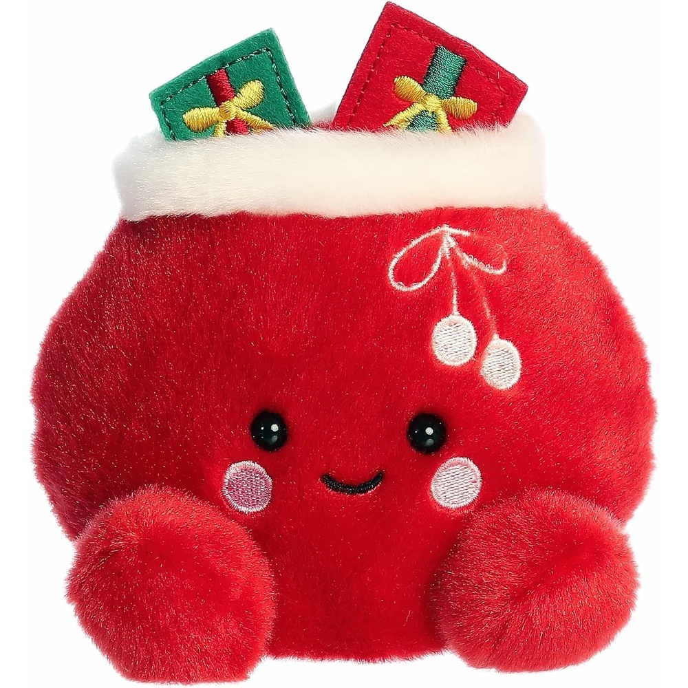 image:imageAurora Festive Palm Pals Velvet Santa Bag Stuffed Animal  Fun Collectible Plush for Kids and Adult Collectors  Perfect for Holiday Decorations or Gifts  Red 5 Inches