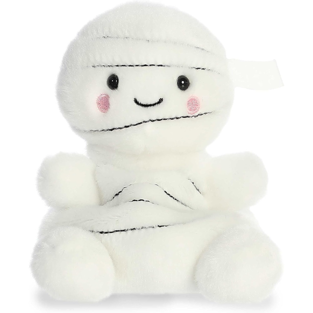 image:imageAurora Spooky Palm Pals Brendan Mummy Stuffed Animal  PocketSized Play  Collectable Fun  White 5 Inches