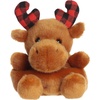 Aurora Festive Palm Pals Clove Plaid Moose Stuffed Animal – Fun Seasonal Plush for Kids and Adult Collectors – Perfect for Holiday Decorations or Gifts – Brown 4 Inches