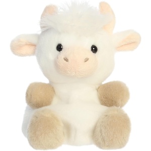 Aurora Adorable Palm Pals Halleigh Highland Cow Stuffed Animal – Fun Collectible Plush for Kids and Adult Collectors – Perfect for Decorating Rooms and Birthday Gifts – White 5 Inches