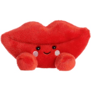 Aurora Adorable Palm Pals Kissie Lips Stuffed Animal – Fun Seasonal Plush For Kids and Adult Collectors – Perfect for Decorating Rooms and Valentine’s Day – Red 6 Inches