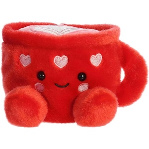 Aurora Adorable Palm Pals Lotti Love Latte Stuffed Animal – Fun Seasonal Plush for Kids and Adult Collectors – Perfect for Decorating Rooms and Valentine’s Day – Red 5 Inches