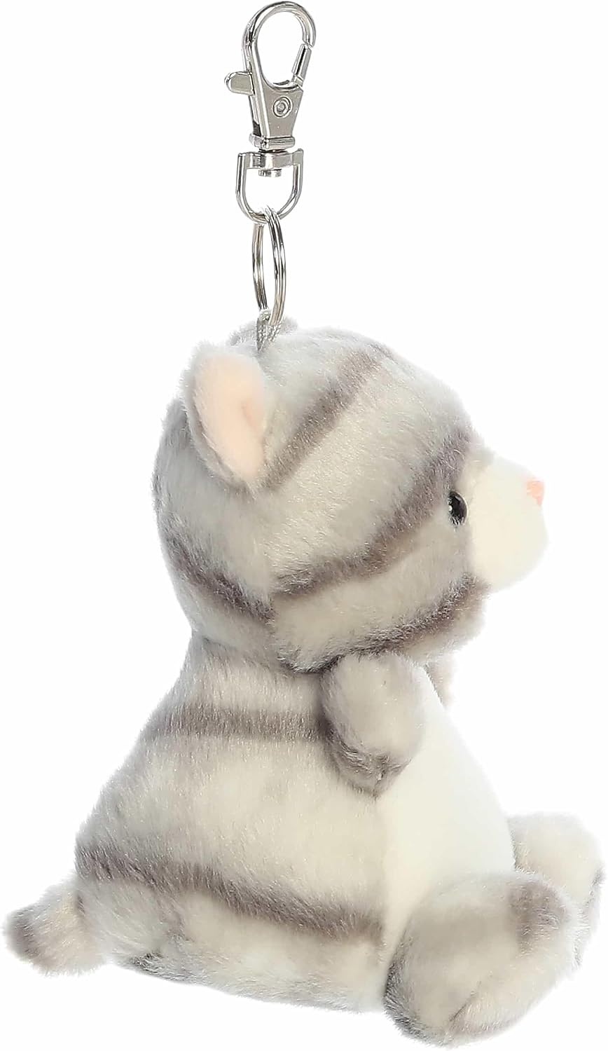 image:imageAurora Adorable Palm Pals Silver Kitty ClipOn Fun Collectible Plush for Kids and Adult Collectors Perfect for Backpacks and Birthday Gifts Gray 4 Inches