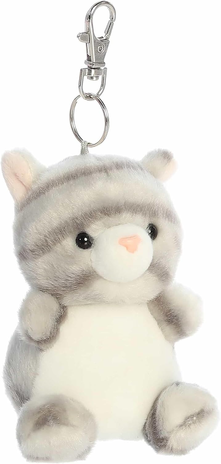 image:imageAurora Adorable Palm Pals Silver Kitty ClipOn Fun Collectible Plush for Kids and Adult Collectors Perfect for Backpacks and Birthday Gifts Gray 4 Inches