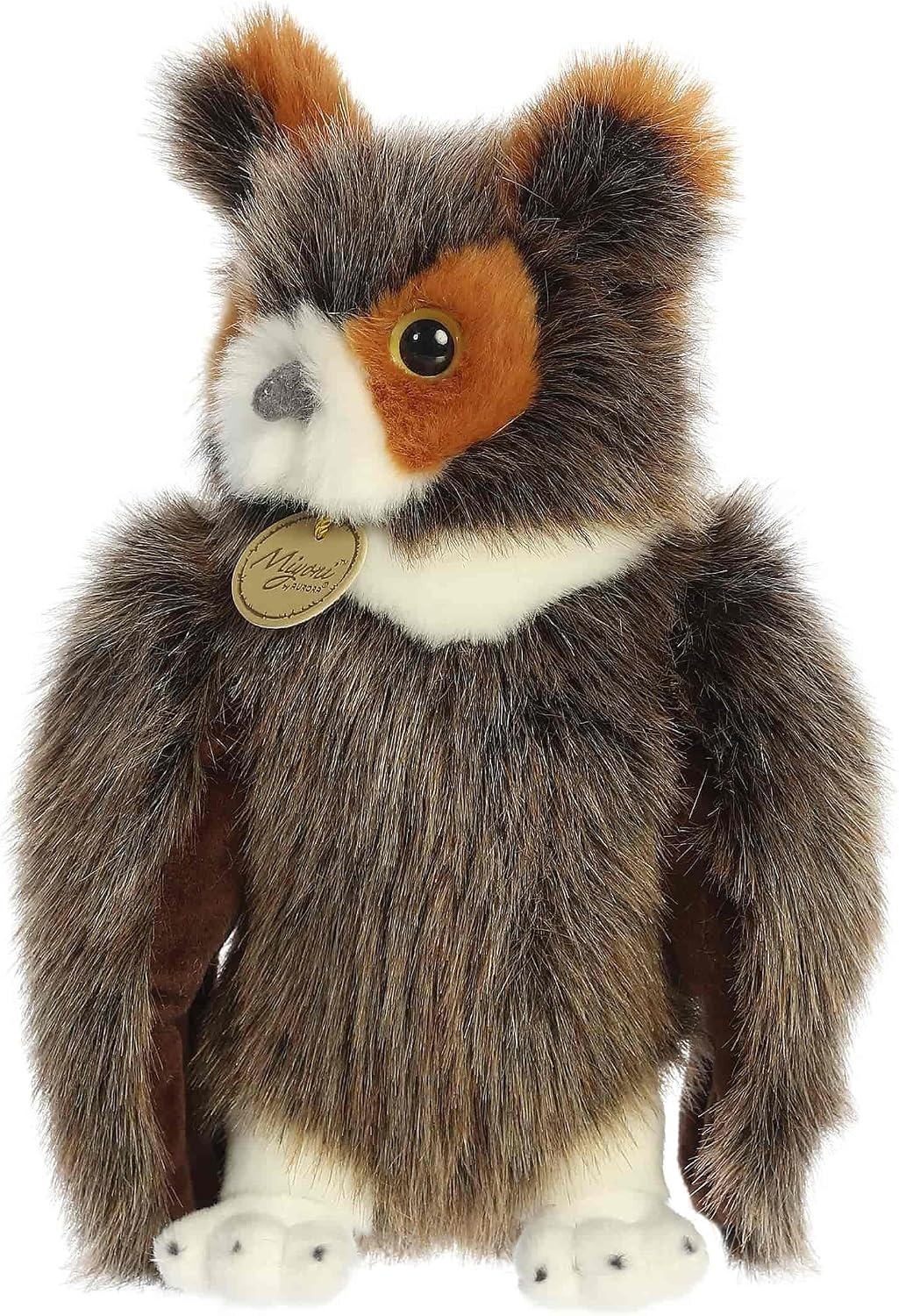 image:imageAurora Realistic Miyoni Great Horned Owl Stuffed Animal  Lifelike Details Make a Cherished Companion  Perfect for Decorating Bedrooms or Classrooms  Gray 9 Inches