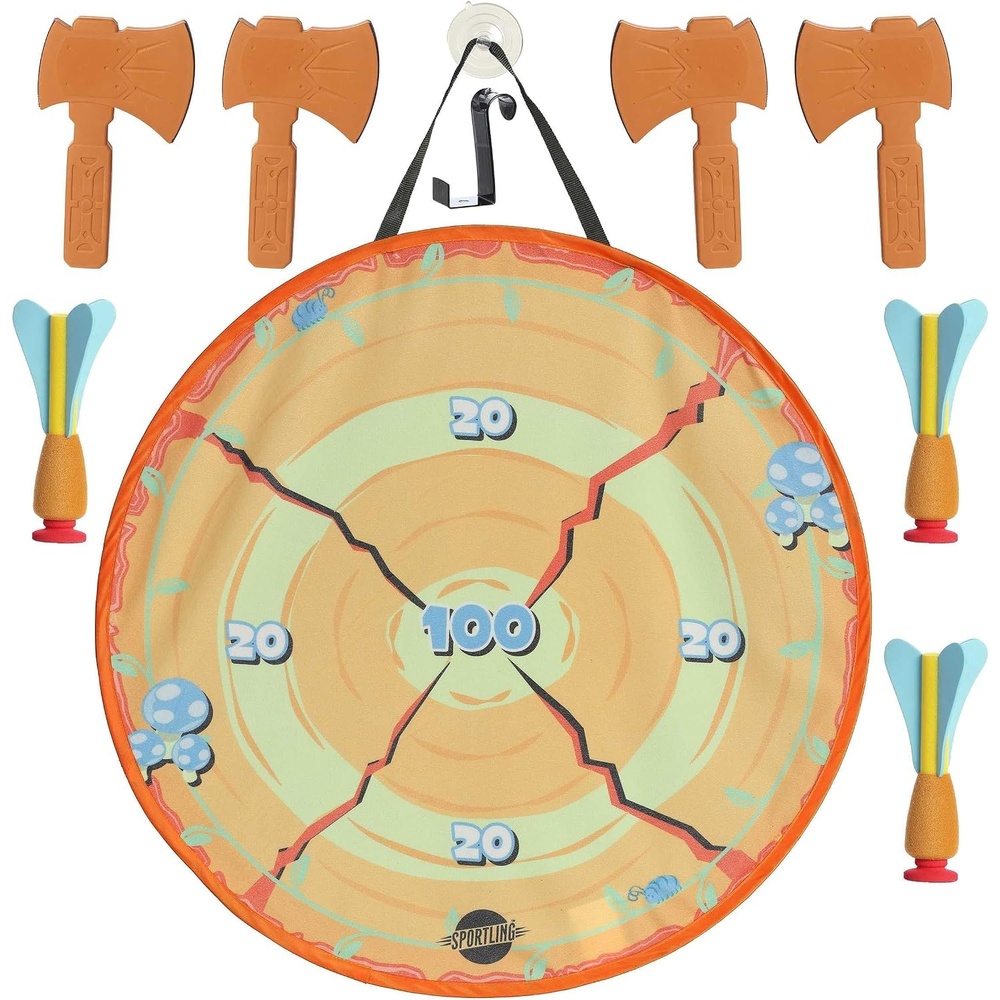 image:imageAurora Toys Engaging Sportling Combo Axe  Dart Throwing Set  Physical Activity  LongLasting Enjoyment  Orange 185 Inches