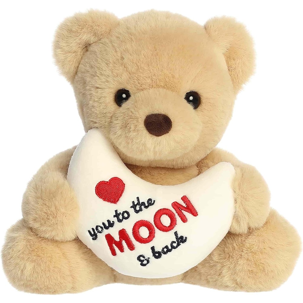 image:imageAurora Witty JUST SAYIN Love You To The Moon amp Back Bear Stuffed Animal  Soft Keepsake for Loved Ones  Perfect for Decorating Rooms and Valentines Day  Tan 8 Inches