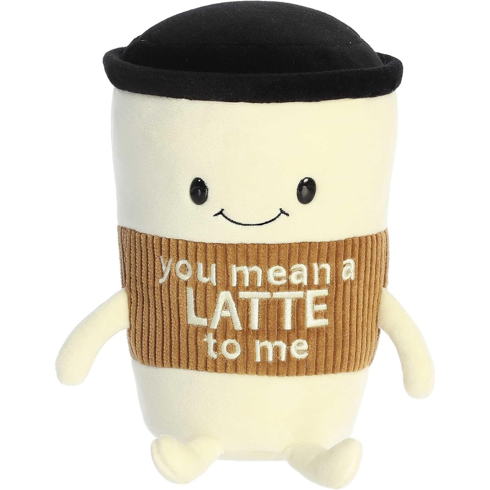 image:imageAurora Witty JUST Sayin You Mean A Latte Stuffed Animal  Expressive Characters for Decorative Charm  Quirky Birthday Gifts for Kids and Adults  White 9 Inches