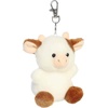 Aurora Adorable Palm Pals Caroline Brown Cow Clip-On – Fun Collectible Plush for Kids and Adult Collectors – Perfect for Decorating Rooms and Birthday Gifts – White 4 Inches