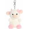 Aurora® Adorable Palm Pals™ Belle Strawberry Cow™ Clip-On- Fun Collectible Plush for Kids and Adult Collectors – Perfect for Backpacks and Birthday Gifts – White 4 Inches