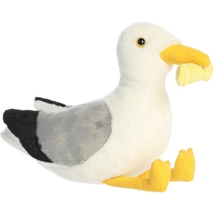 Aurora Adorable Flopsie Squawks Seagull with Fry Stuffed Animal – Used to Create Imaginative Play Adventures – Perfect for Birthdays, Kids and Adults, All Ages – White 11.5 Inches