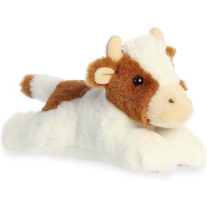 Aurora Adorable Mini Flopsie Grazy Guernsey Cow Stuffed Animal – Mini Companions Ready for Playful Adventures – For Kids All Ages, Toddlers, Adults, and Families – Brown 8.5 Inches