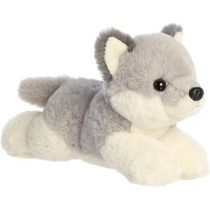 Aurora® Adorable Mini Flopsie™ Wolf Pup Stuffed Animal – Mini Companions Ready for Playful Adventures – for Kids All Ages, Toddlers, Adults, and Families – Gray 8 Inches