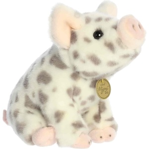 Aurora® Adorable Miyoni® Tots Seated Spotted Piglet Stuffed Animal – Lifelike Details Make a Cherished Companion – Perfect for Decorating Bedrooms or Classrooms – White 8.5 Inches
