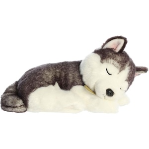 Aurora® Adorable Miyoni® Tots Sleepy Husky Pup Stuffed Animal – Lifelike Details Make a Cherished Companion – Perfect for Decorating Bedrooms or Classrooms – Gray 10 Inches