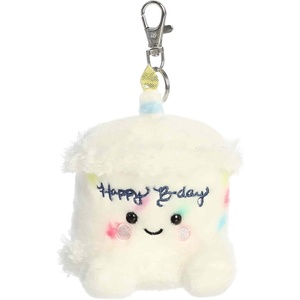 Aurora® Adorable Palm Pals™ Happy B’Day Cake™ Clip-On – Fun Collectible Plush For Kids and Adult Collectors – Perfect for Decorating Rooms and Birthday Gifts – White 4 Inches
