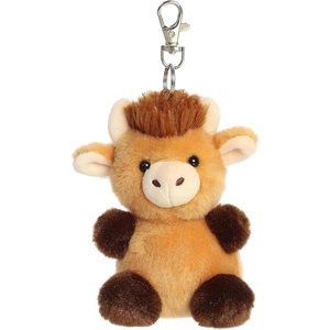 Aurora® Adorable Palm Pals™ Hubert Highland Cow™ Clip-On – Fun Collectible Plush for Kids and Adult Collectors – Perfect for Decorating Rooms and Birthday Gifts – Brown 4.5 Inches