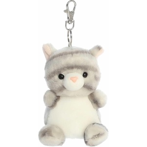 Aurora® Adorable Palm Pals™ Silver Kitty™ Clip-On- Fun Collectible Plush for Kids and Adult Collectors – Perfect for Backpacks and Birthday Gifts – Gray 4 Inches