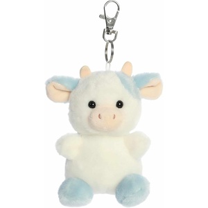Aurora® Adorable Palm Pals™ Skyla Blueberry Cow™ Clip-On – Fun Collectible Plush for Kids and Adult Collectors – Perfect for Decorating Rooms and Birthday Gifts – Blue 4 Inches