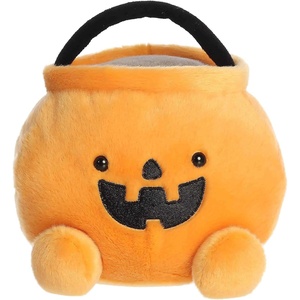 Aurora Spooky Palm Pals Party Sized Bucky Candy Bucket Stuffed Animal – Fun Seasonal Plush in Bigger Sizes – Perfect for Halloween Decorations and Gifts – Orange 7 Inches