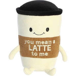 Aurora® Witty JUST Sayin’™ You Mean A Latte™ Stuffed Animal – Expressive Characters for Decorative Charm – Quirky Birthday Gifts for Kids and Adults – White 9 Inches