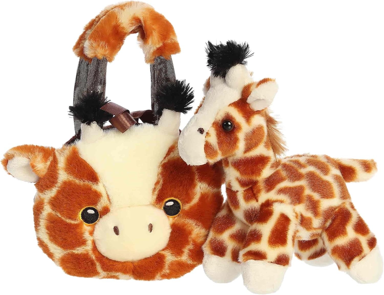 image:imageAurora Fashionable Fancy Pals Fuzzy Face Giraffe Stuffed Animal Mini Plush with Stylish Purse for Dress Up Fun Perfect for Kids 3 Years Costumes and Birthdays Brown 8 Inches