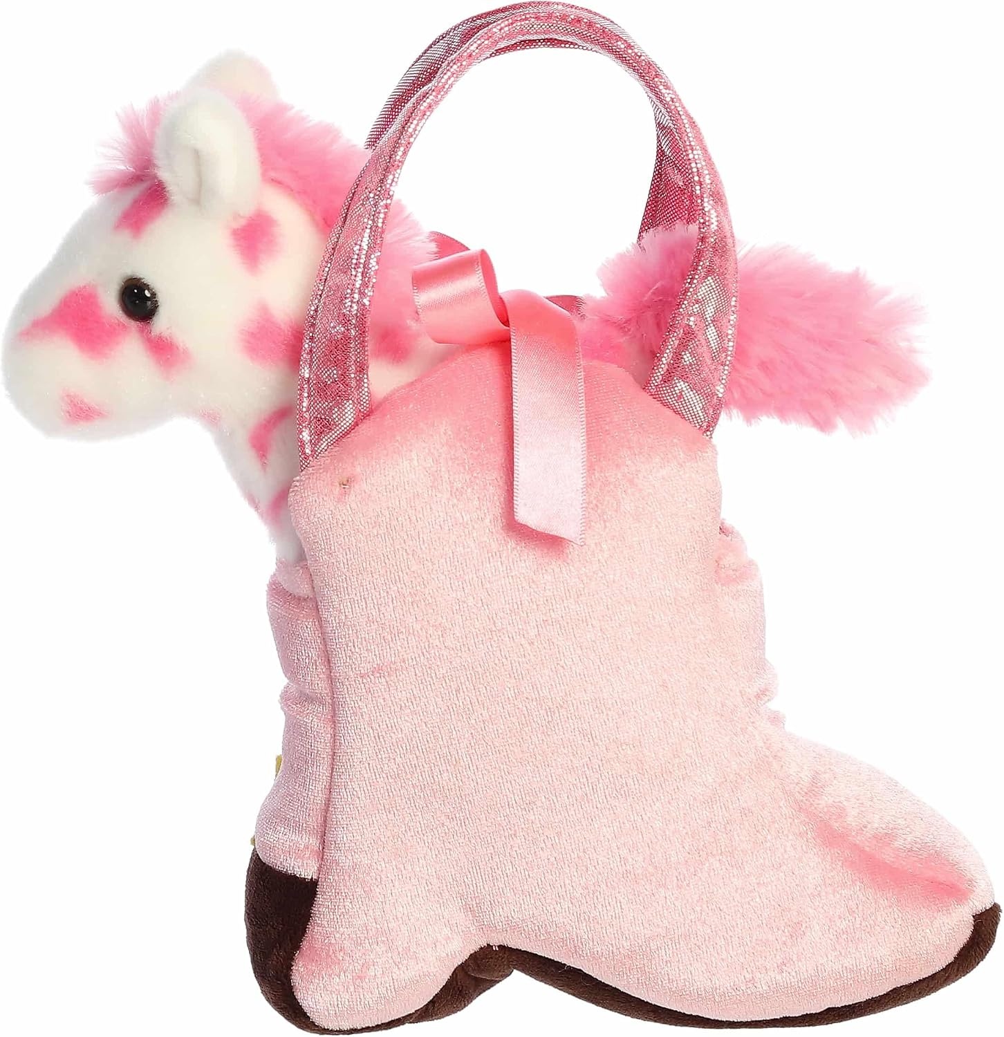 image:imageAurora Fashionable Fancy Pals Giddyup Boot Stuffed Animal Plush with Stylish Purse for Dress Up Fun Perfect for Kids 3 Years Costumes and Birthdays Pink 75 Inches