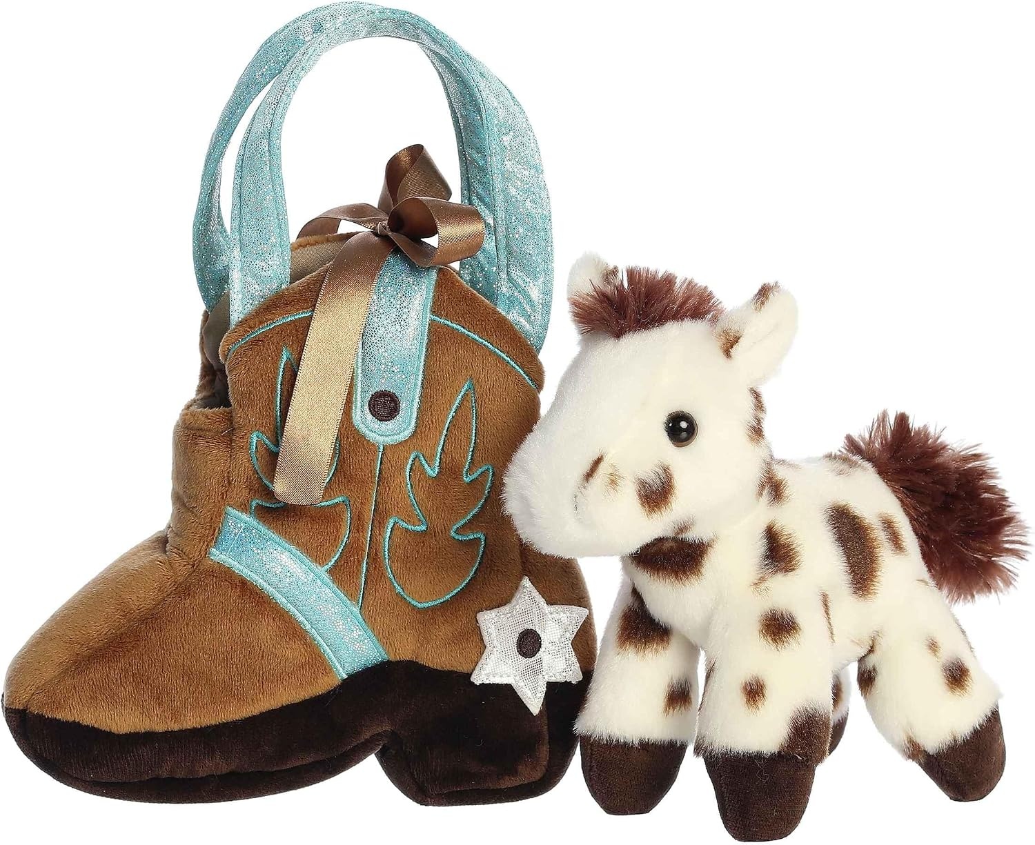 image:imageAurora Fashionable Fancy Pals Giddyup Boot Stuffed Animal Plush with Stylish Purse for Dress Up Fun Perfect for Kids 3 Years Costumes and Birthdays White 75 Inches