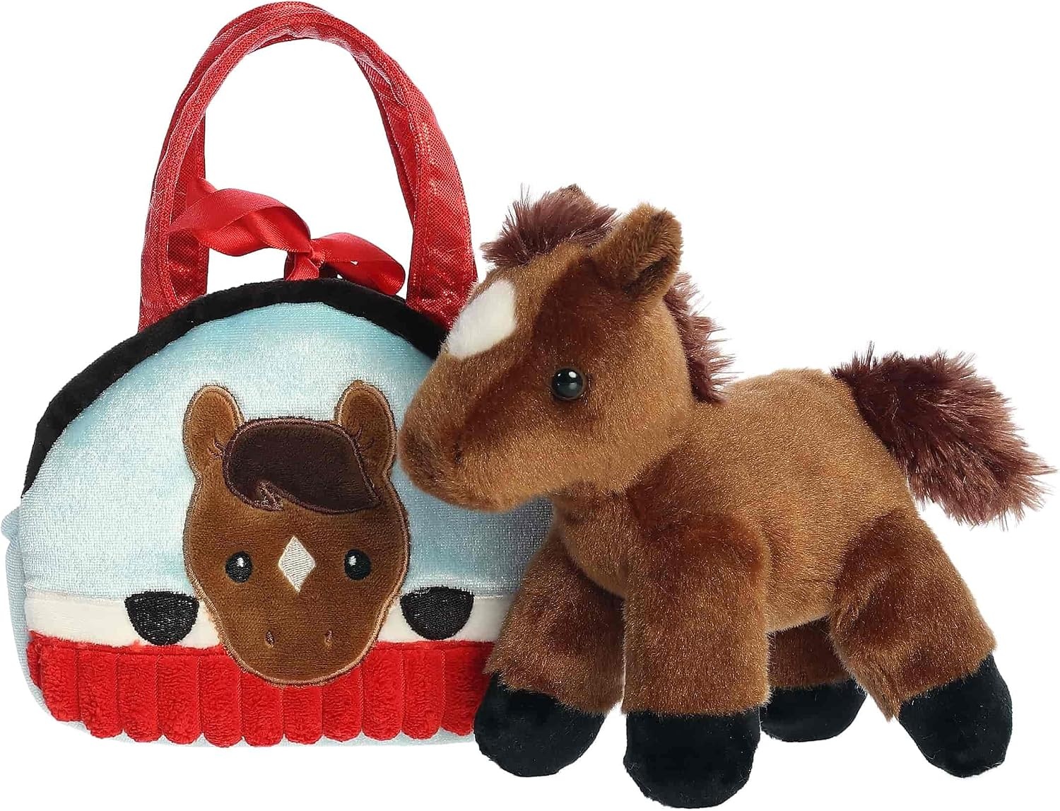 image:imageAurora Fashionable Fancy Pals PeekABoo Pony in Barn Stuffed Animal Mini Plush with Stylish Purse for Dress Up Fun Perfect for Kids 3 Years Costumes and Birthdays 8 Inches