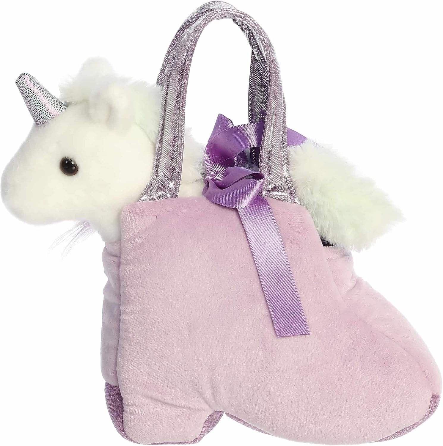 image:imageAurora Fashionable Fancy Pals Rainbow Unicorn Boot Stuffed Animal Plush with Stylish Purse for Dress Up Fun Perfect for Kids 3 Years Costumes and Birthdays Purple 75 Inches