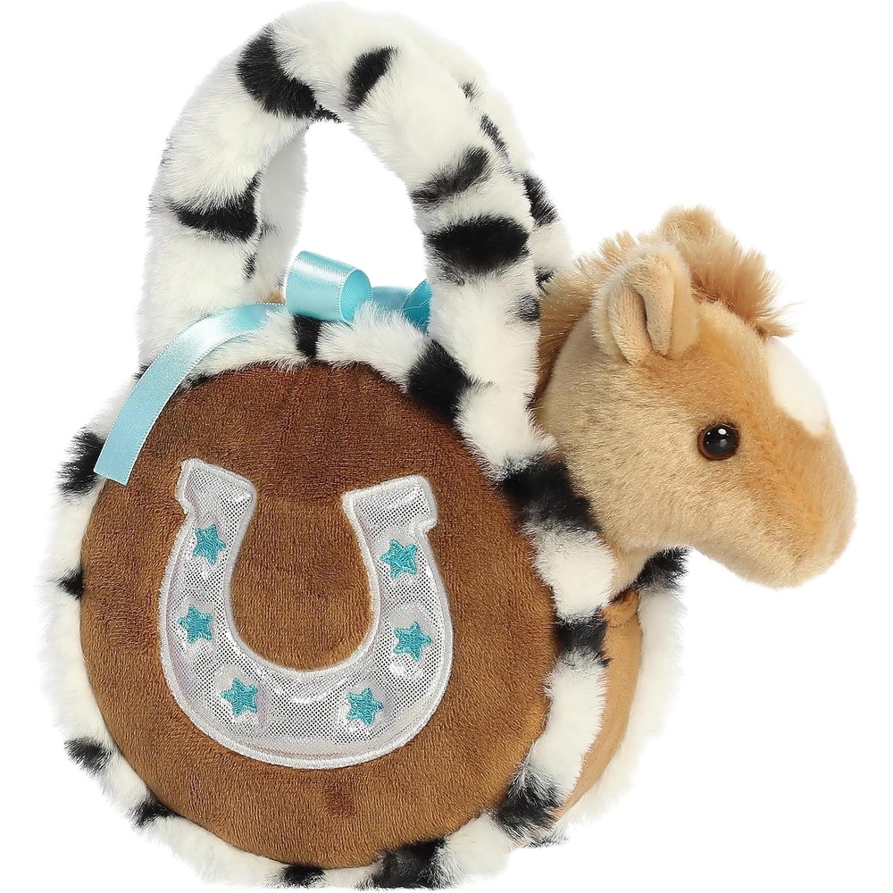 image:imageAurora Fashionable Fancy Pals Appaloosa Horseshoe Stuffed Animal  Plush with Stylish Purse for Dress Up Fun  Perfect for Kids 3 Years Costumes and Birthdays  Brown 7 Inches
