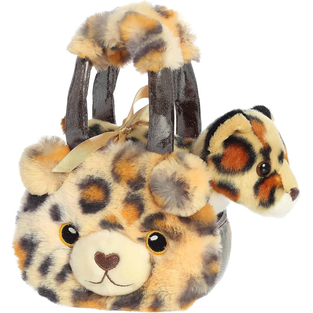image:imageAurora Fashionable Fancy Pals Fuzzy Face Jaguar Stuffed Animal  Mini Plush with Stylish Purse for Dress Up Fun  Perfect for Kids 3 Years Costumes and Birthdays  Yellow 8 Inches
