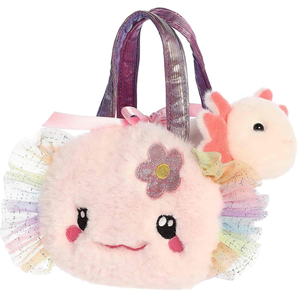 image:imageAurora Fashionable Fancy Pals Fuzzy Face Rainbow Axolotl Stuffed Animal  Mini Plush with Stylish Purse for Dress Up Fun  Perfect for Kids 3 Years Costumes and Birthdays  Pink 85 Inches
