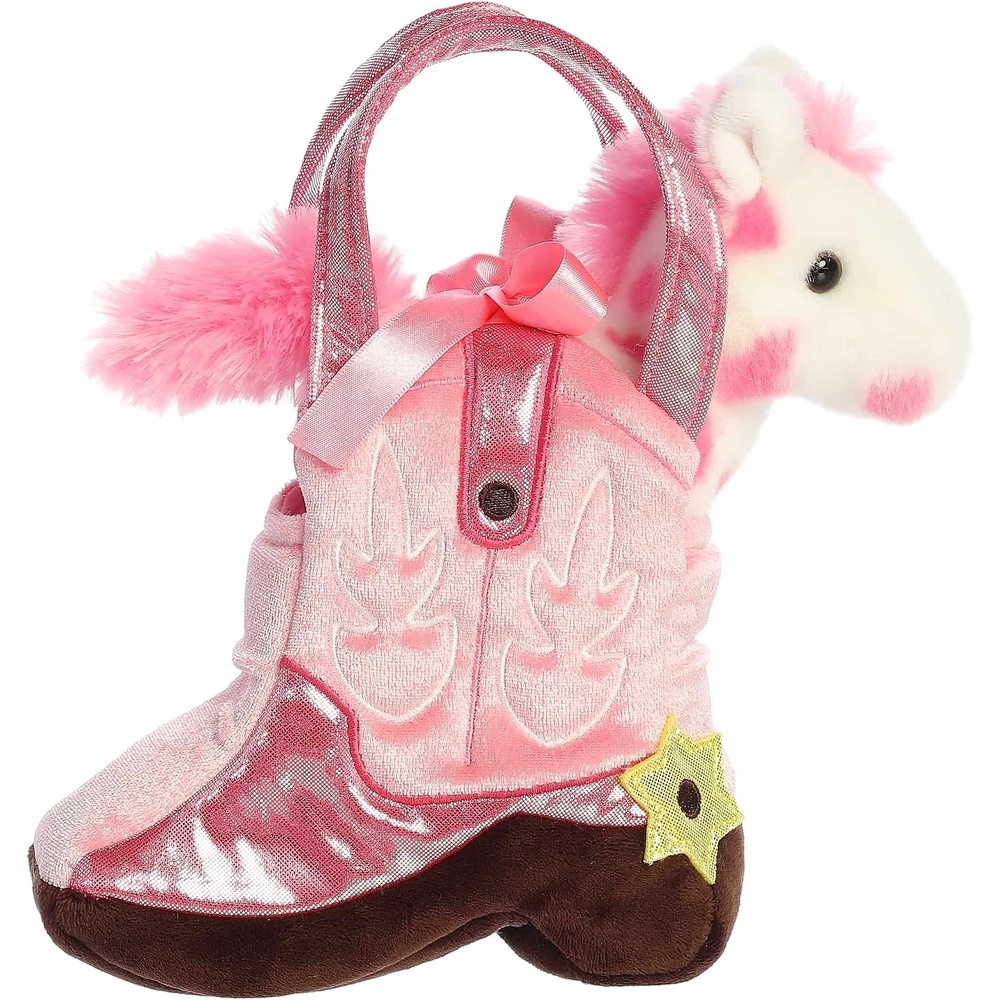 image:imageAurora Fashionable Fancy Pals Giddyup Boot Stuffed Animal  Plush with Stylish Purse for Dress Up Fun  Perfect for Kids 3 Years Costumes and Birthdays  Pink 75 Inches