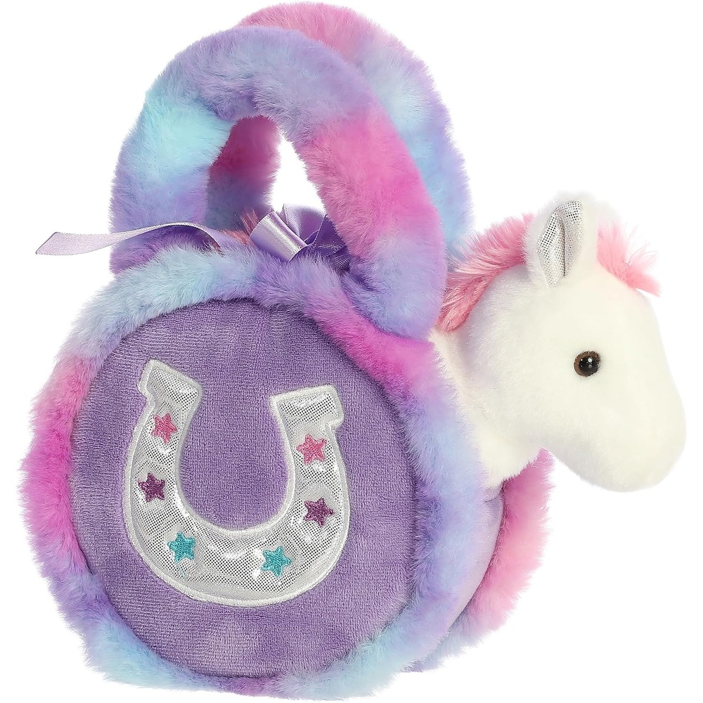 image:imageAurora Fashionable Fancy Pals Lavender Horseshoe Stuffed Animal  Plush with Stylish Purse for Dress Up Fun  Perfect for Kids 3 Years Costumes and Birthdays  7 Inches