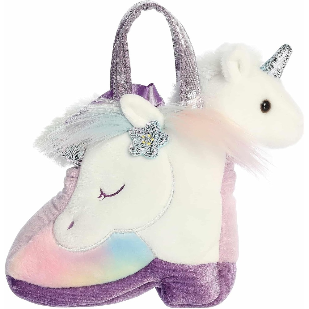 image:imageAurora Fashionable Fancy Pals Rainbow Unicorn Boot Stuffed Animal  Plush with Stylish Purse for Dress Up Fun  Perfect for Kids 3 Years Costumes and Birthdays  Purple 75 Inches