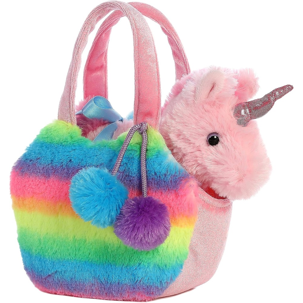 image:imageAurora Fashionable Fancy Pals Rainbow Unicorn Stuffed Animal  Plush with Stylish Purse for Dress Up Fun  Perfect for Kids 3 Years Costumes and Birthdays  Multicolor 7 Inches