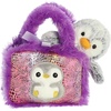 Aurora® Fashionable Fancy Pals™ Aquarium Collection Stuffed Animal – Plush with Stylish Purse for Dress Up Fun – Perfect for Kids 3+ Years, Costumes, and Birthdays – Penguin 6.5 Inches