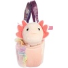 Aurora® Fashionable Fancy Pals™ Fuzzy Face™ Rainbow Axolotl Stuffed Animal – Mini Plush with Stylish Purse for Dress Up Fun – Perfect for Kids 3+ Years, Costumes, and Birthdays – Pink 8.5 Inches