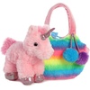Aurora® Fashionable Fancy Pals™ Rainbow Unicorn™ Stuffed Animal – Plush with Stylish Purse for Dress Up Fun – Perfect for Kids 3+ Years, Costumes, and Birthdays – Multicolor 7 Inches