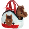 Aurora® Fashionable Fancy Pals™ Peek-A-Boo™ Pony in Barn Stuffed Animal – Mini Plush with Stylish Purse for Dress Up Fun – Perfect for Kids 3+ Years, Costumes, and Birthdays – 8 Inches