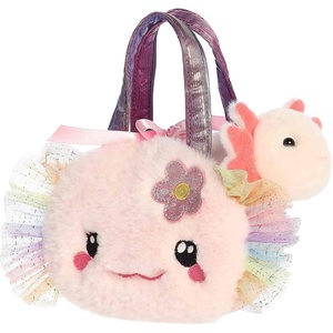 Aurora® Fashionable Fancy Pals™ Fuzzy Face™ Rainbow Axolotl Stuffed Animal – Mini Plush with Stylish Purse for Dress Up Fun – Perfect for Kids 3+ Years, Costumes, and Birthdays – Pink 8.5 Inches