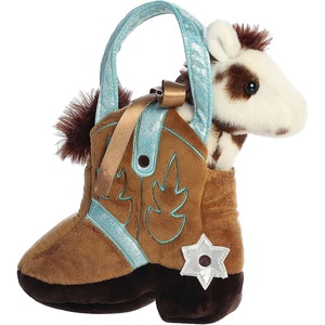 Aurora® Fashionable Fancy Pals™ Giddyup Boot™ Stuffed Animal – Plush with Stylish Purse for Dress Up Fun – Perfect for Kids 3+ Years, Costumes, and Birthdays – White 7.5 Inches
