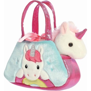Aurora® Fashionable Fancy Pals™ Peek-A-Boo™ Unicorn On Rainbow Stuffed Animal – Mini Plush with Stylish Purse for Dress Up Fun – Perfect for Kids 3+ Years, Costumes, and Birthdays – 8 Inches