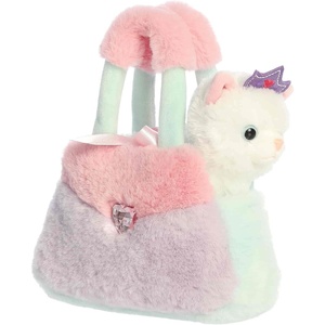 Aurora® Fashionable Fancy Pals™ Princess Kitty™ Stuffed Animal – Mini Plush with Stylish Purse for Dress Up Fun – Perfect for Kids 3+ Years, Costumes, and Birthdays – Color Block 8 Inches