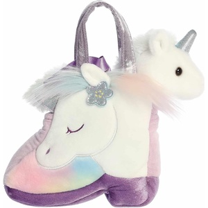 Aurora® Fashionable Fancy Pals™ Rainbow Unicorn™ Boot Stuffed Animal – Plush with Stylish Purse for Dress Up Fun – Perfect for Kids 3+ Years, Costumes, and Birthdays – Purple 7.5 Inches