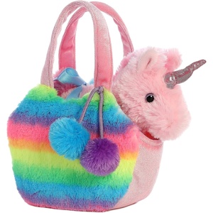 Aurora® Fashionable Fancy Pals™ Rainbow Unicorn™ Stuffed Animal – Plush with Stylish Purse for Dress Up Fun – Perfect for Kids 3+ Years, Costumes, and Birthdays – Multicolor 7 Inches