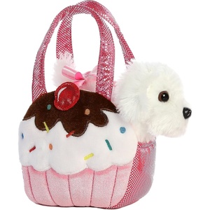 Aurora® Fashionable Fancy Pals™ Sweets Puppy Stuffed Animal – Plush with Stylish Purse for Dress Up Fun – Perfect for Kids 3+ Years, Costumes, and Birthdays – Multicolor 6.5 Inches