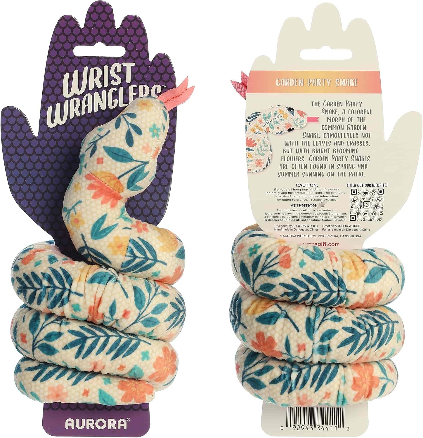 image:imageAurora Playful Wrist Wranglers Garden Party Snake Stuffed Animal  Vibrant Colors for an EyeCatching Design  Perfect for Kids and Costumes  Multicolor 8 Inches