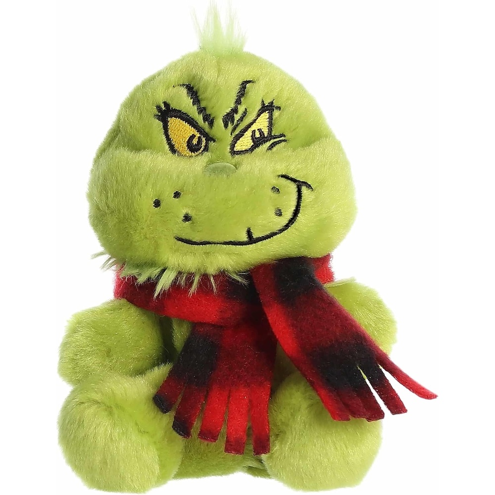 image:imageAurora Festive Dr Seuss Grinch with Scarf Palm Pals Stuffed Animal  Officially Licensed Plush for Imaginative Play  Perfect for Holiday Decorations or Gifts  Green 5 Inches
